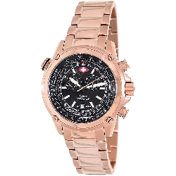Swiss Precimax Men's Squadron Pro SP13079 Rose-Gold Stainless-Steel Swiss Chronograph Watch with Black Dial