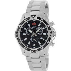 Swiss Precimax Men's Falcon Pro SP13106 Silver Stainless-Steel Swiss Chronograph Watch with Black Dial