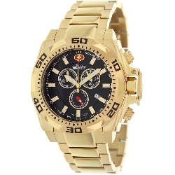 Swiss Precimax Men's Quantum Pro SP13182 Gold Stainless-Steel Swiss Chronograph Watch with Black Dial