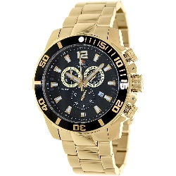 Swiss Precimax Men's Crew Pro SP13254 Gold Stainless-Steel Swiss Chronograph Watch with Black Dial